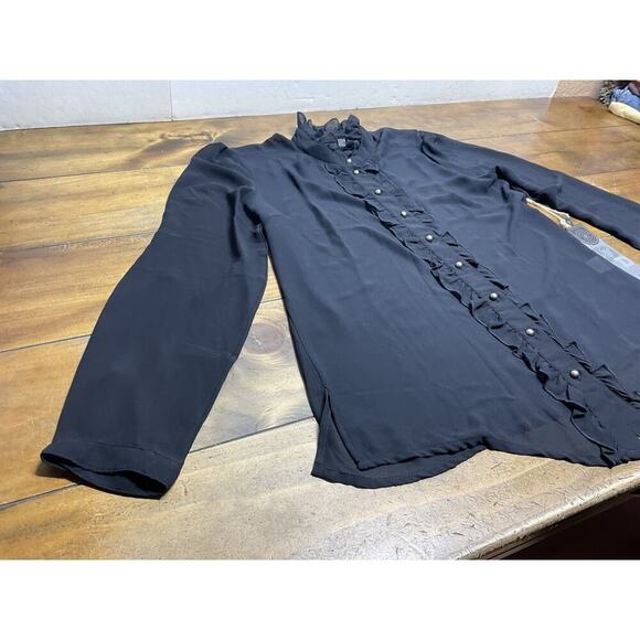 Double D Ranch Ruffled Tuxedo Button-Up Long Sleeve Blouse Medium NWT - Picture 7 of 15